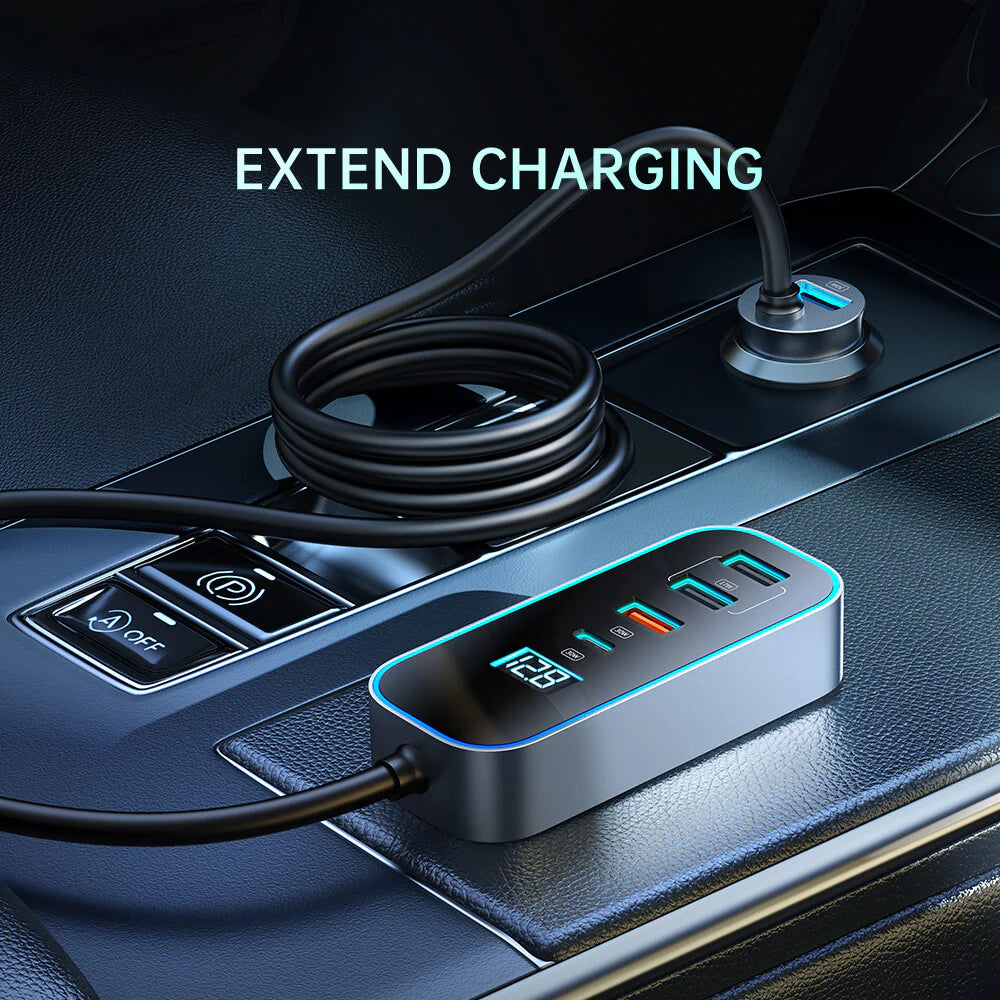 Digital display car charger 5 ports 107W