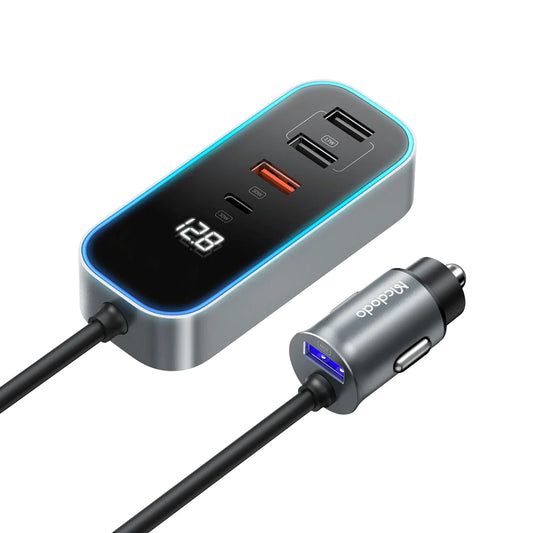Digital display car charger 5 ports 107W