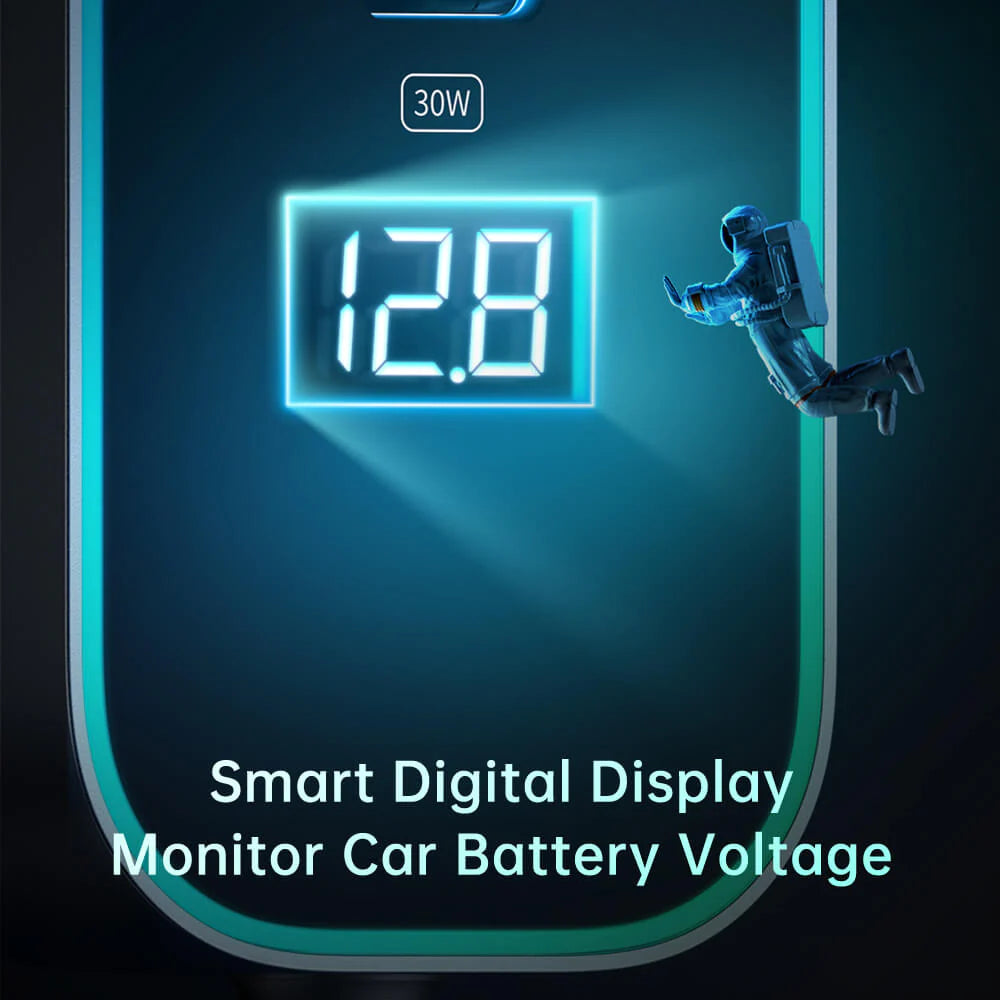 Digital display car charger 5 ports 107W