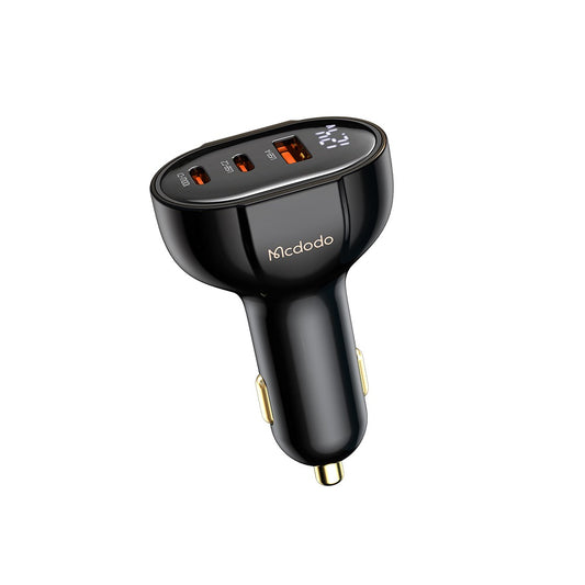 128W 3-Port Digital Display Car Charger