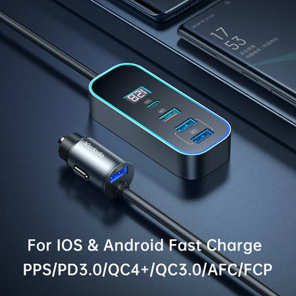 Digital display car charger 5 ports 107W